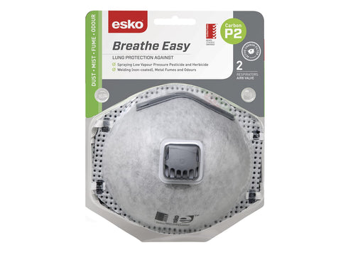 Mask Active Carbon P2 Valved 2Pk