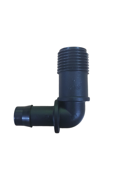 Male Hose Tail Elbow Plastic 1/2" BSPM - 1/2" 13mm Tail