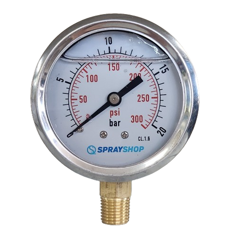 Sprayshop Cropping Sprayer Pressure Gauge Lower Mount 63mm 0 - 300psi