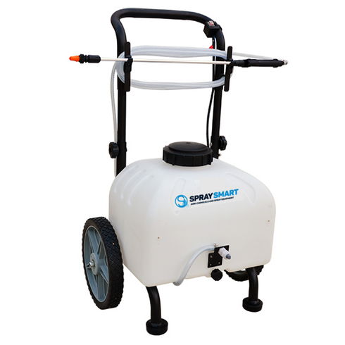 SpraySmart 35L Trolley Sprayer 35 Litre Tank Battery Powered 12 Volt 3.8L/Min Pump 4.5 Metre Hose M30 Spray Wand & 1.5 Metre Boomless Nozzle