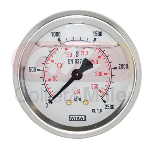 Wika 0 - 350 PSI Pressure Gauge Rear Mount 63mm Diameter