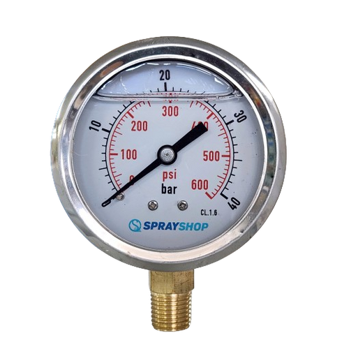Sprayshop Hand Gun Sprayer Pressure Gauge Lower Mount 63mm 0 - 600psi