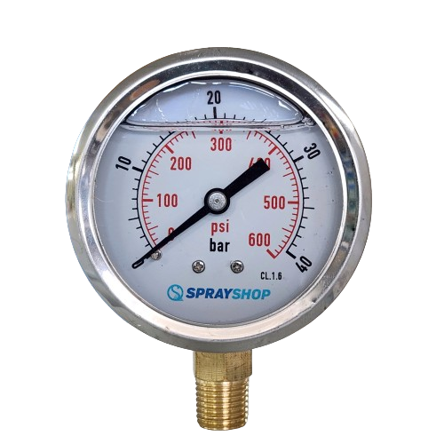 Sprayshop Hand Gun Sprayer Pressure Gauge Lower Mount 63mm 0 - 600psi