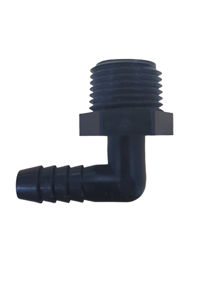 Male Hose Tail Elbow Plastic 1/2" BSPM - 3/8" 10mm Tail