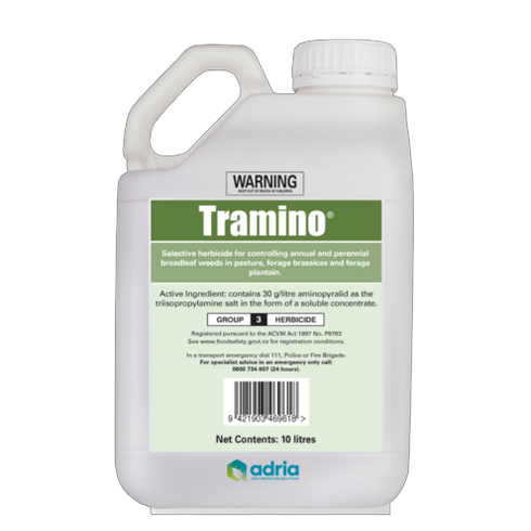 Tramino Herbicide 10L for use in forage plantain