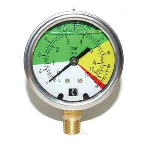 Croplands Pressure Gauge Isometric Lower Mount 63mm 0 - 80 / 360Psi