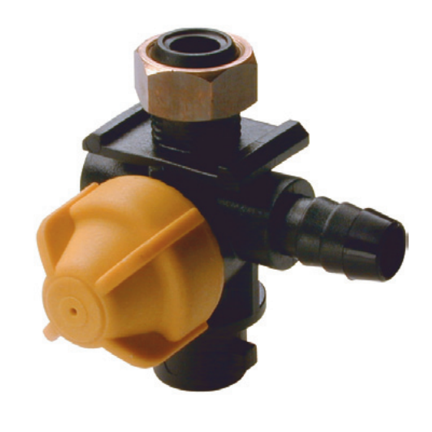 Braglia Nozzle Body for Dry Booms, thread attach 1/2" Right tail.