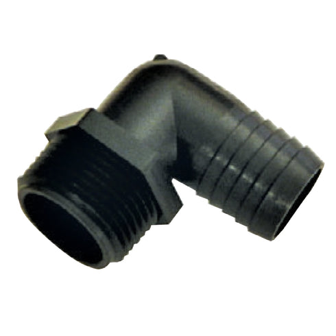 Male Hose Tail Elbow Plastic 1" BSPM - 1/2" 13mm Tail