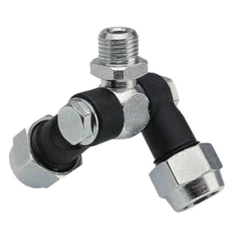 Double Swivel Nozzle Holder Metal 1/4'' BSP Male Inlet and 11/16'' Cap Nuts