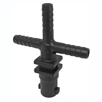 Teejet Nozzle Body QJ for dry booms, 3/8" Triple hosetail, Mounts with Vari-Spacing Clamps.